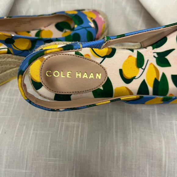 Cole Haan Women's Cloudfeel Espadrilles Slingback Azure Lemon Print Size 9.5 - Picture 4 of 12